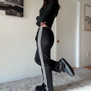 Adidas Y2K Black Track Pants Mid Rise Sporty Relaxed Fit